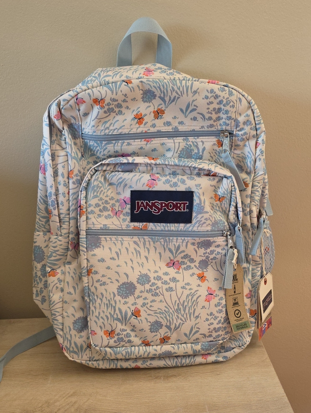 Jansport White Floral & Blue Butterfly Backpack